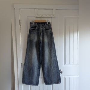 Pearled Ivory Jeans High RIse Wide Leg for Women Size 26